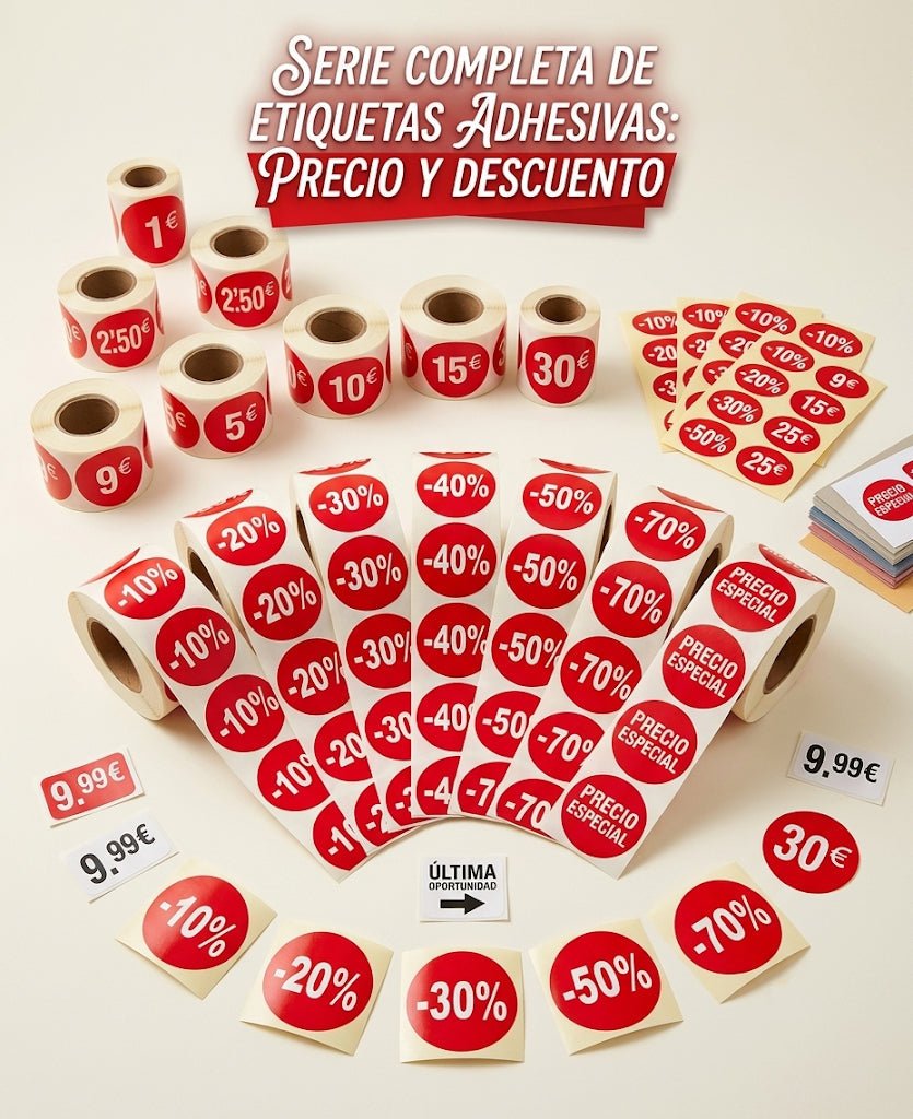 Etiquetas Adhesivas De Precio Y Descuento - BOLSASYMASBCN.COM