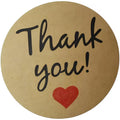 500 Pegatinas “Thank You” con Corazón, Kraft Redondas 40mm