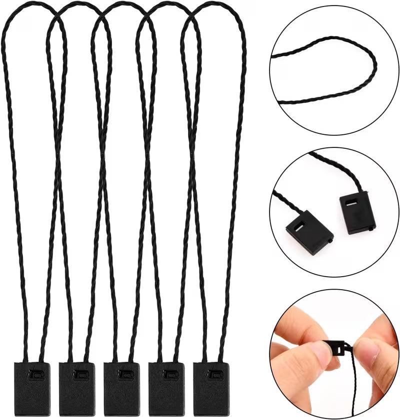 1000 Cuerdas para Etiquetas Colgantes Blanca, 19,5 cm, con Cierre de Clic Hilo para etiqueta