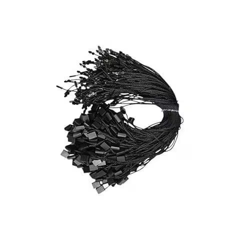 1000 Cuerdas para Etiquetas Colgantes Negro, 19,5 cm, con Cierre de Clic Hilo para etiqueta