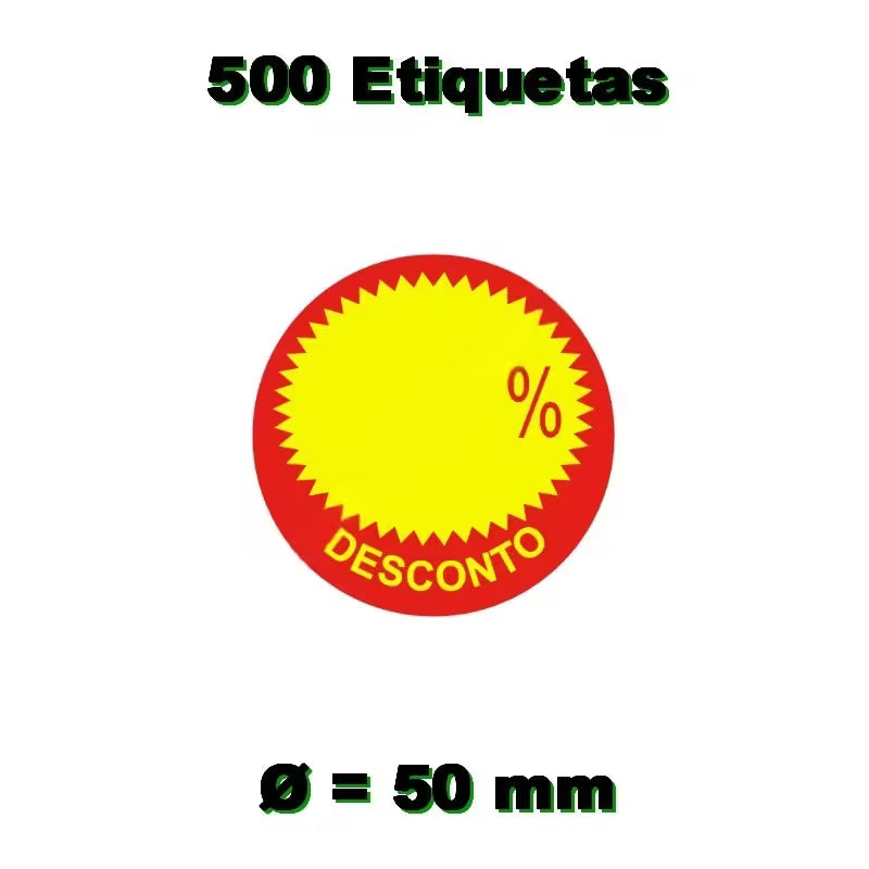 500 Etiquetas de Descuento adhesivas Rojo y Amarillo, para Precios en Supermercados y Tiendas