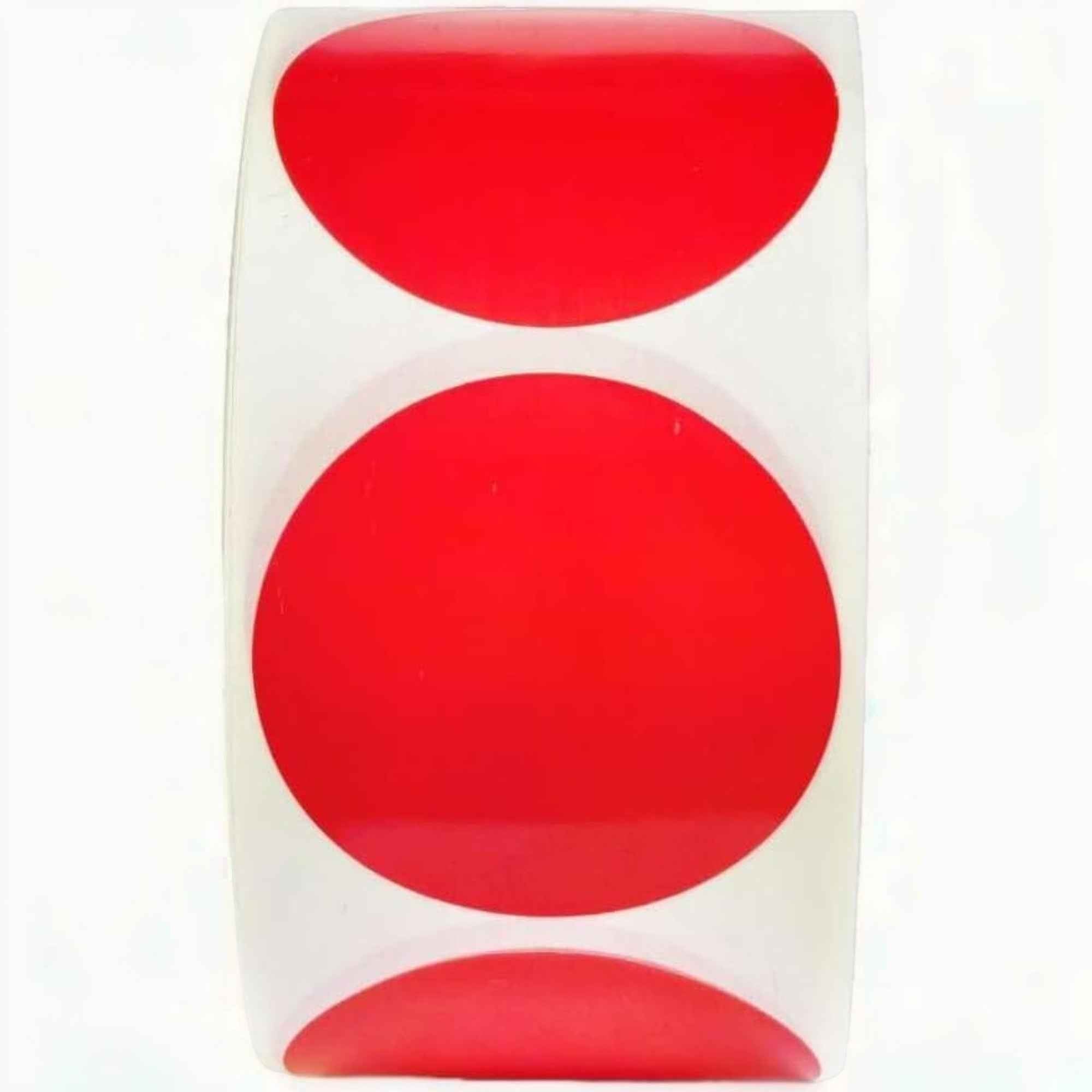 1000 Etiquetas de Precio"1€-30€" - Rojo Flúor Ø 35mm - 2 Rollo de 500 Unidades - BOLSASYMASBCN.COM