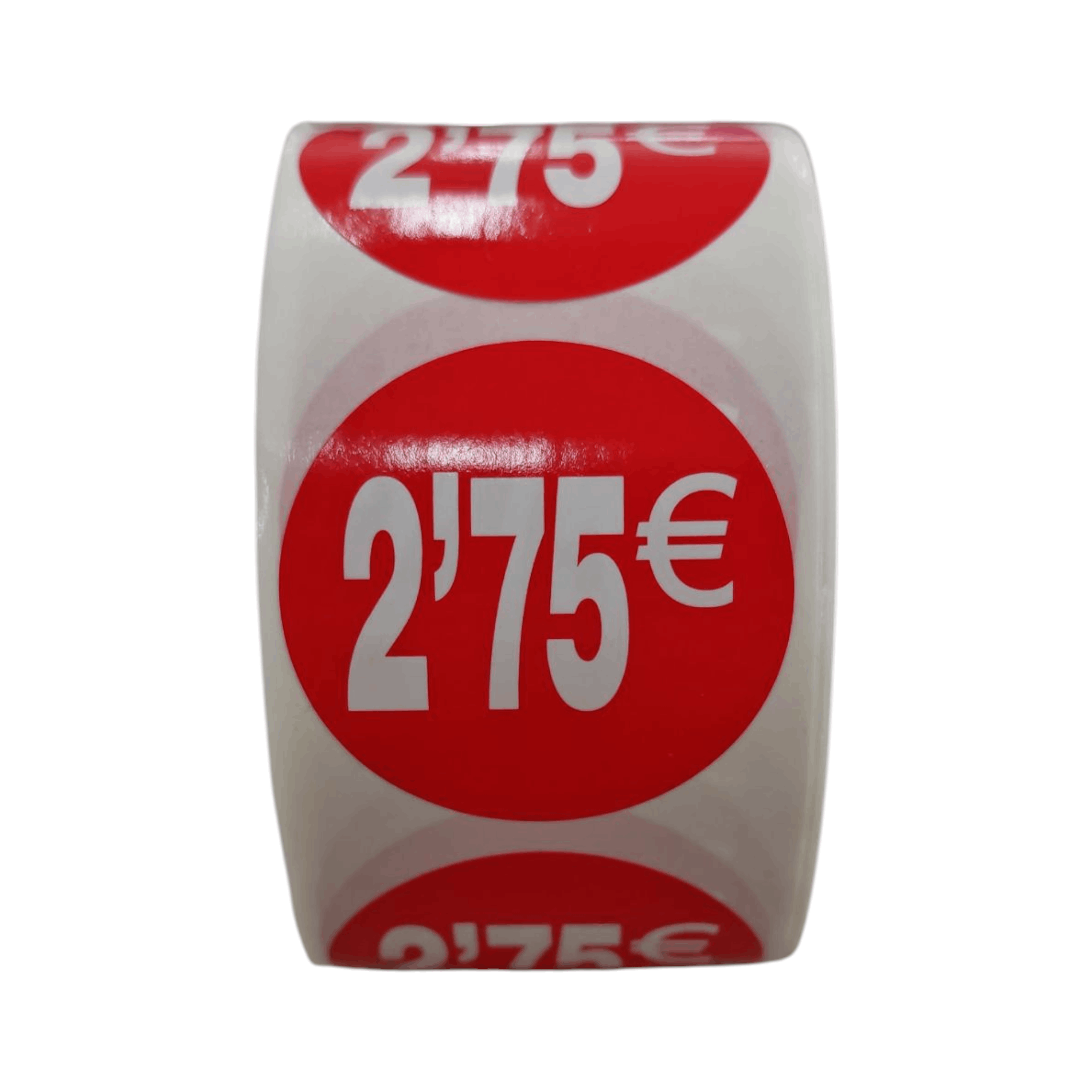 1000 Etiquetas de Precio"1€ - 30€" - Rojo Flúor Ø 35mm - 2 Rollo de 500 Unidades - BOLSASYMASBCN.COM
