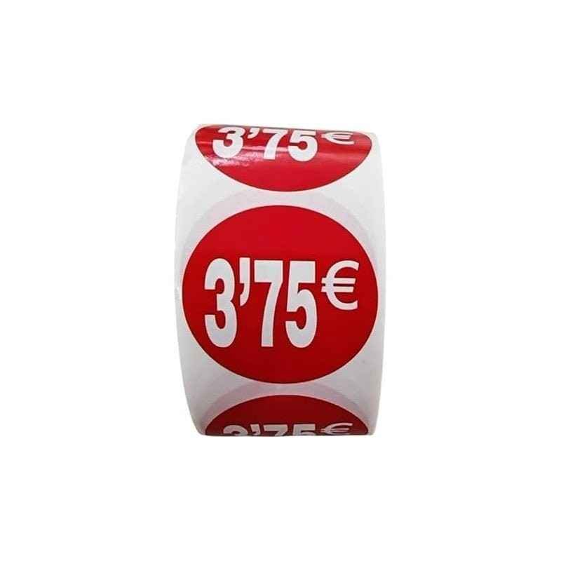 1000 Etiquetas de Precio"1€-30€" - Rojo Flúor Ø 35mm - 2 Rollo de 500 Unidades - BOLSASYMASBCN.COM