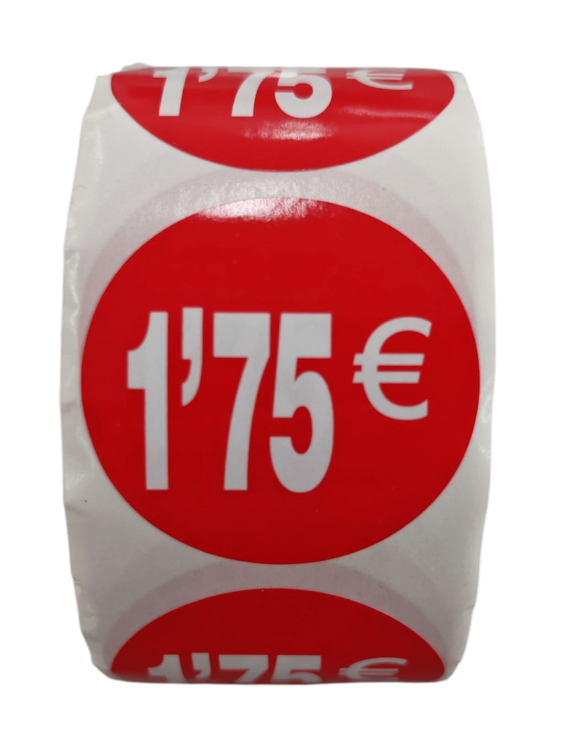 1000 Etiquetas de Precio"1€ - 30€" - Rojo Flúor Ø 35mm - 2 Rollo de 500 Unidades - BOLSASYMASBCN.COM