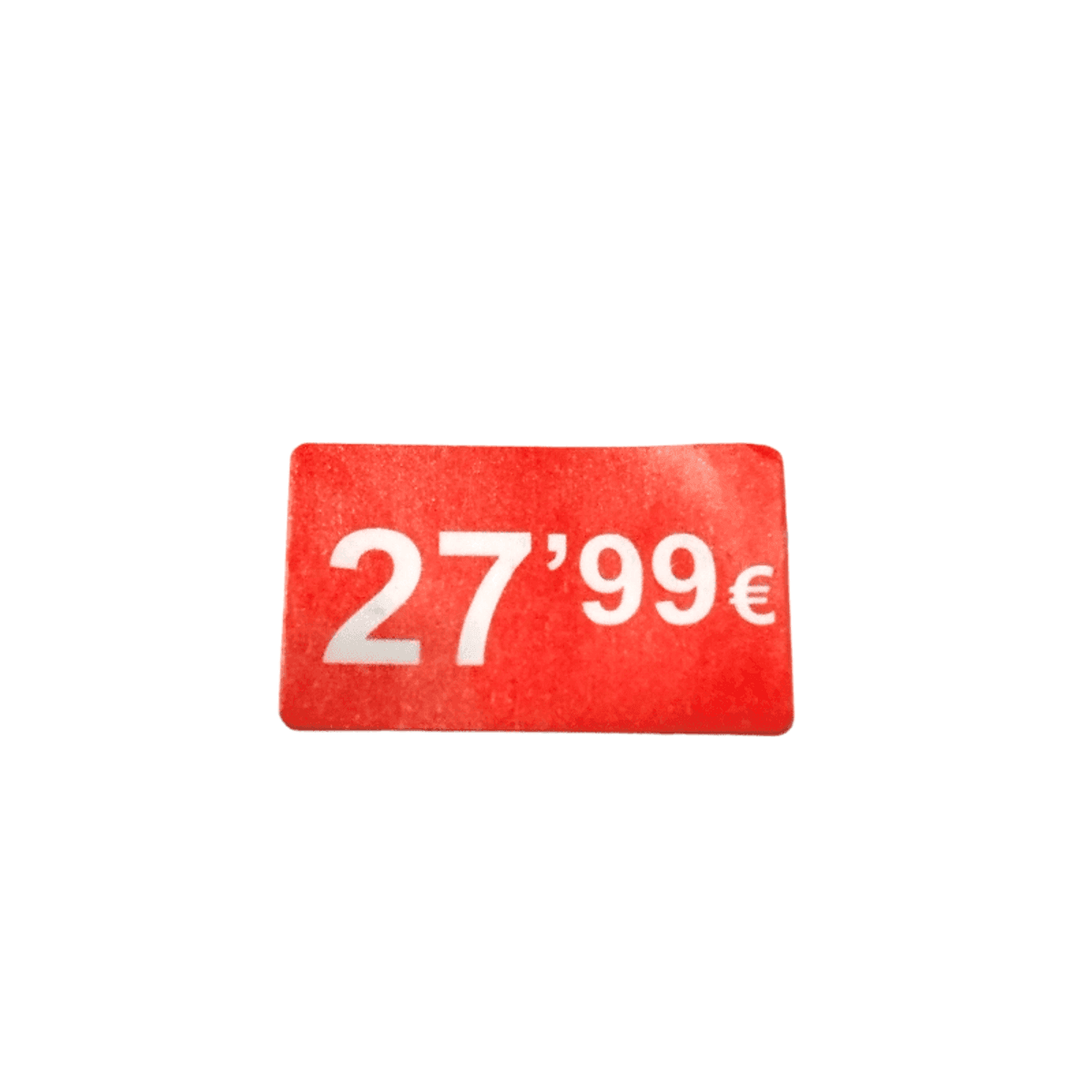 2000 Etiquetas de Precio "0.99€-99.99€" - Rojo Flúor 25x15mm Rectangular - 2 Rollo de 1000 Unidades