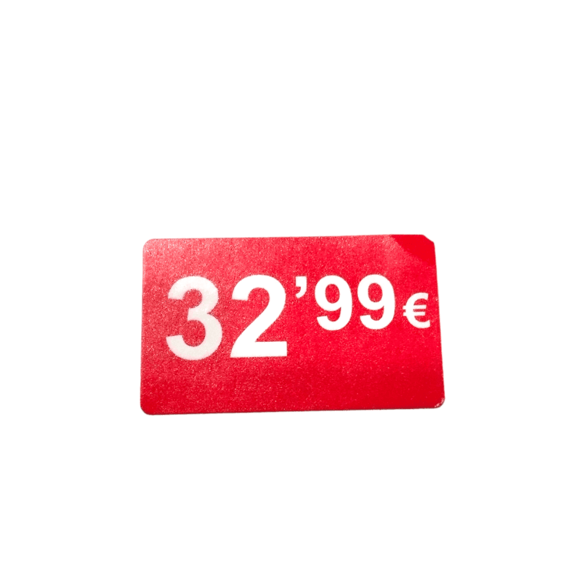2000 Etiquetas de Precio "0.99€-99.99€" - Rojo Flúor 25x15mm Rectangular - 2 Rollo de 1000 Unidades