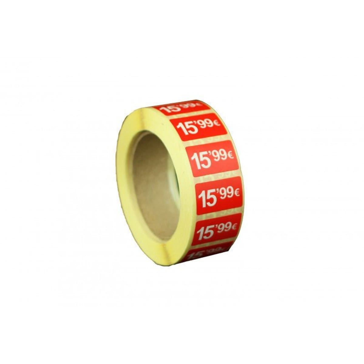 2000 Etiquetas de Precio "0.99€-99.99€" - Rojo Flúor 25x15mm Rectangular - 2 Rollo de 1000 Unidades