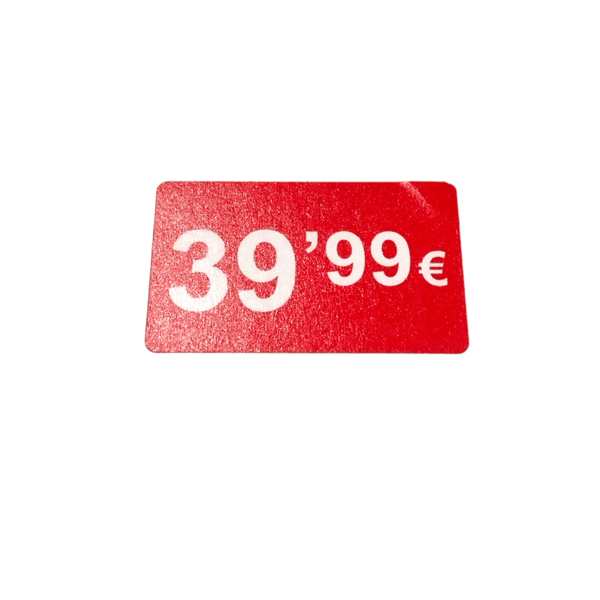 2000 Etiquetas de Precio "0.99€-99.99€" - Rojo Flúor 25x15mm Rectangular - 2 Rollo de 1000 Unidades