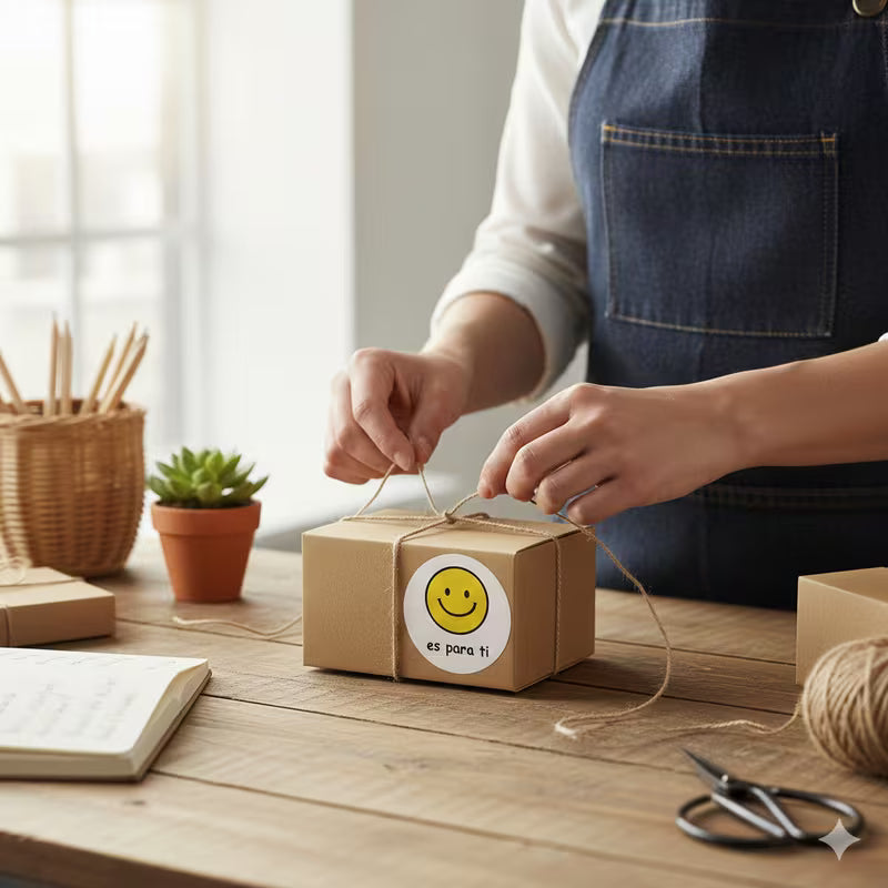 500 Etiquetas Adhesivas  'Es Para Ti'   40mm Redondas con Emoji Sonriente