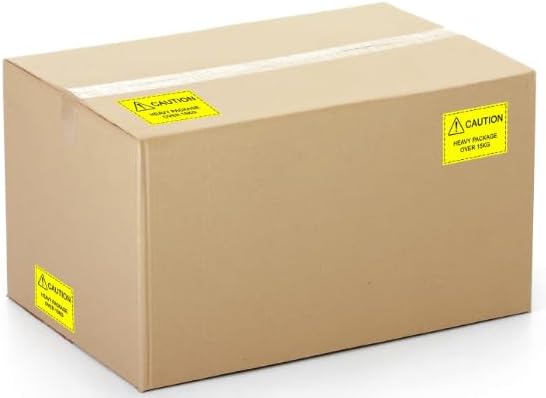 250 Etiquetas Adhesivas de Advertencia “CAUTION HEAVY PACKAGE OVER 15KG” – 100x50mm – Etiquetas de precaución para Paquetes Pesados – Pegatinas de Seguridad para Envíos, Logística，Amazon FBA y Almacén - BOLSASYMASBCN.COM