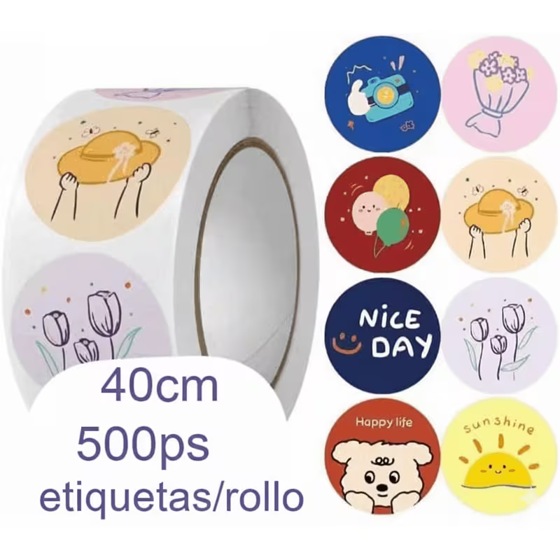 500 Pegatinas Decorativas para regalo, 4 cm, Diseños Kawaii, Flores y Mensajes Positivos, ideales para fiestas