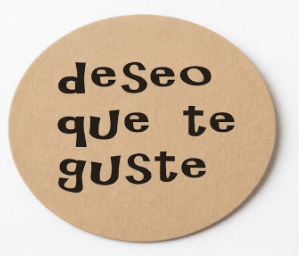400 Etiquetas Adhesivas Decorativas, 'Deseo que te guste', 45mm, Kraft, Negro - BOLSASYMASBCN.COM