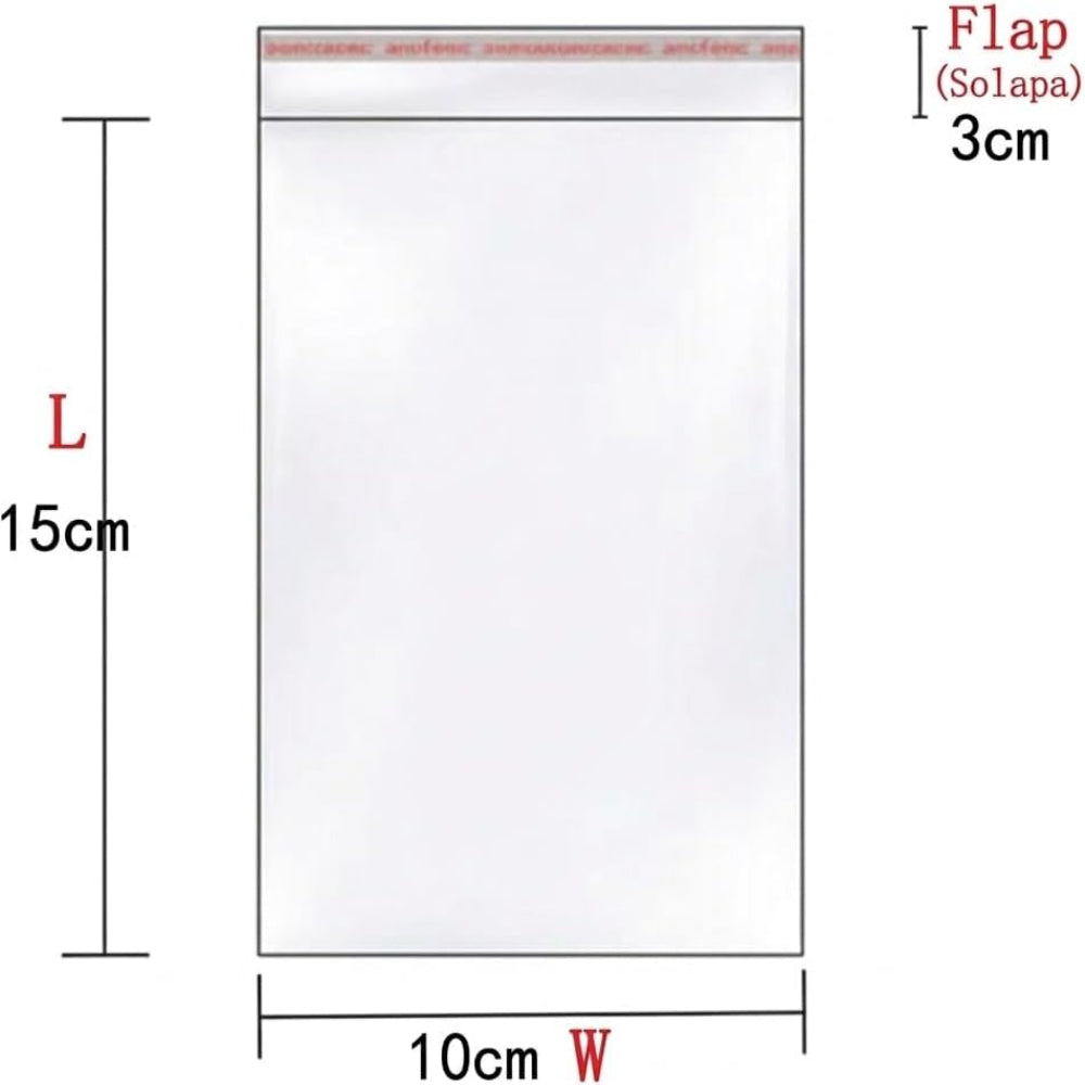 Bolsas de Plástico Transparentes con Solapa Adhesiva, Bolsas Celofán Autoadhesivas OPP, Bolsas para Embalaje, Envíos y Almacenamiento, Pack de 100 uds – Varias Medidas Disponibles