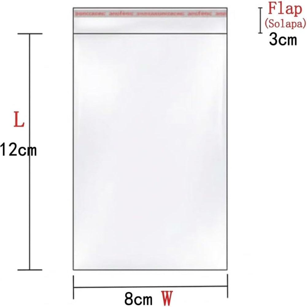 Bolsas de Plástico Transparentes con Solapa Adhesiva, Bolsas Celofán Autoadhesivas OPP, Bolsas para Embalaje, Envíos y Almacenamiento, Pack de 100 uds – Varias Medidas Disponibles