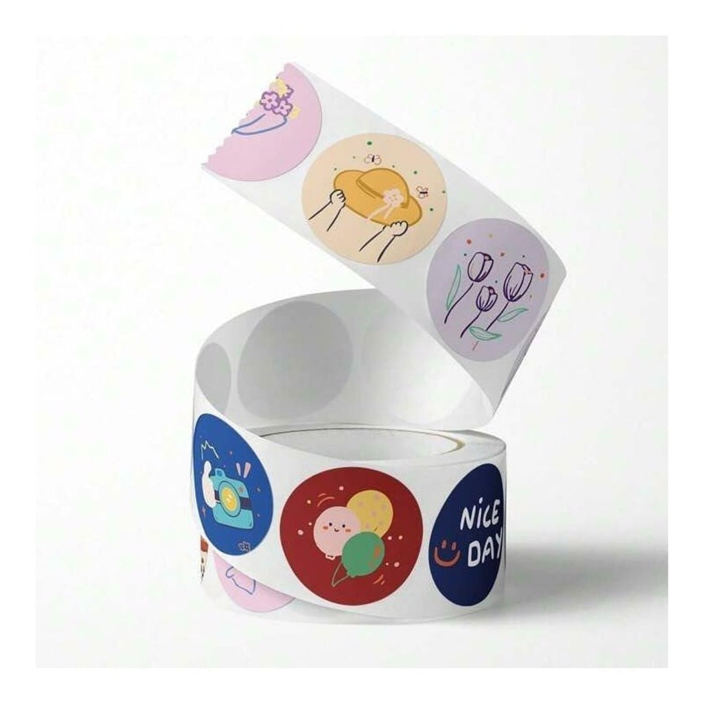 500 Pegatinas Decorativas para Regalo de 4 cm, Diseños Kawaii, Flores y Mensajes Positivos, Ideales para Regalos, Fiestas y Packaging