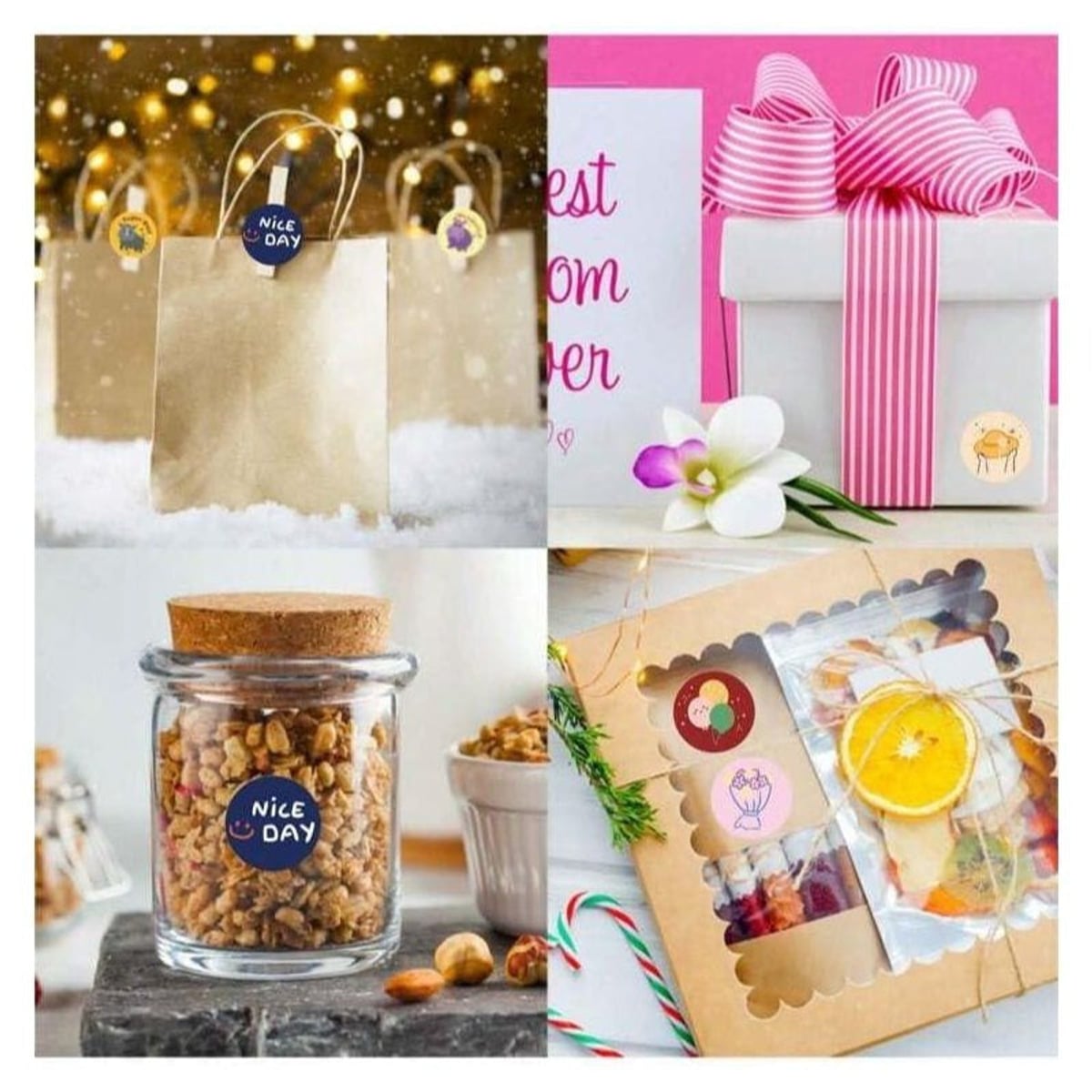 500 Pegatinas Decorativas para Regalo de 4 cm, Diseños Kawaii, Flores y Mensajes Positivos, Ideales para Regalos, Fiestas y Packaging