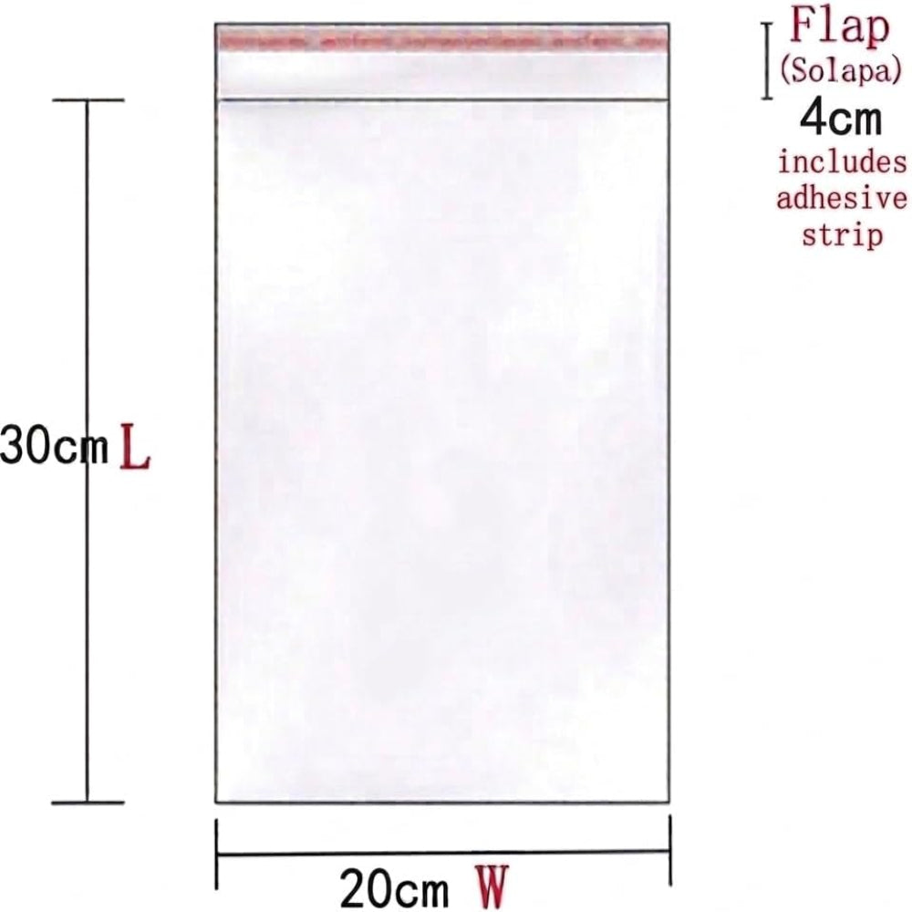 Bolsas de Plástico Transparentes con Solapa Adhesiva, Bolsas Celofán Autoadhesivas OPP, Bolsas para Embalaje, Envíos y Almacenamiento, Pack de 100 uds – Varias Medidas Disponibles