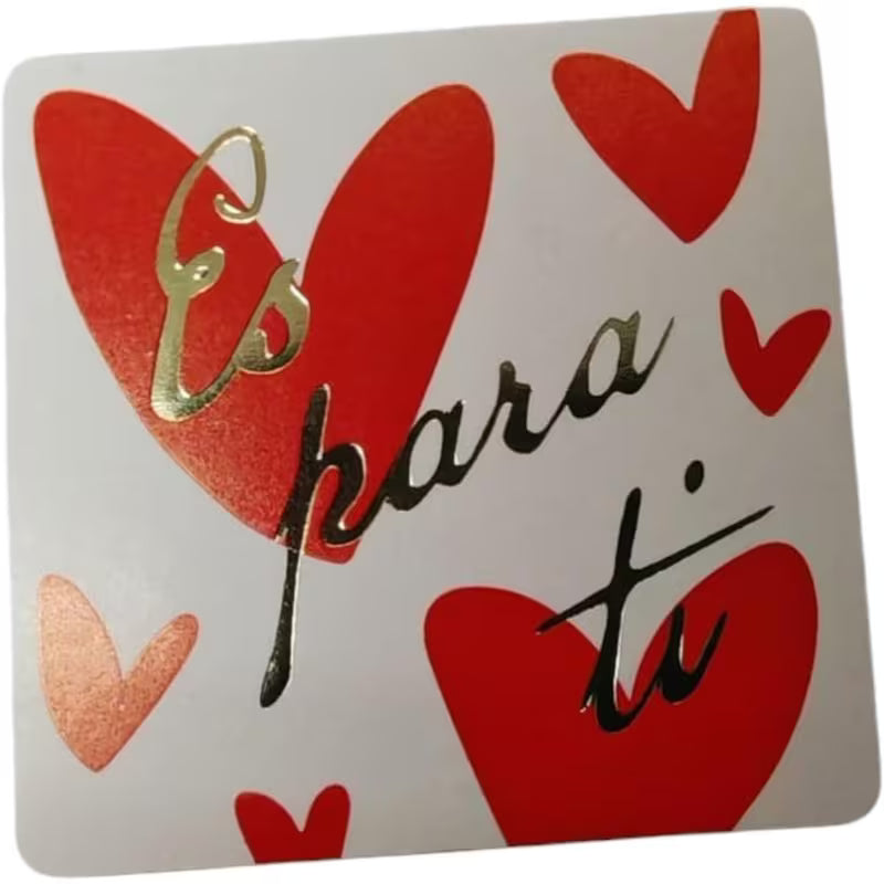 500 Etiquetas Adhesivas con Corazones Rojos, 'Es Para Ti', 38mm