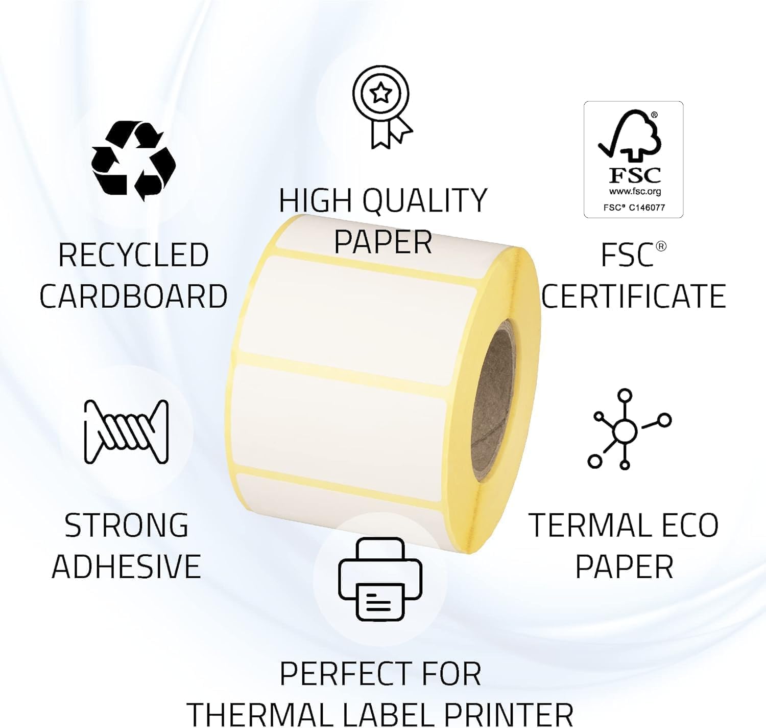 Rollo de 1000 Etiquetas Térmicas Directas – 40 x 25 mm