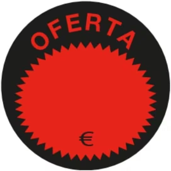 500 Etiquetas adhesivas de oferta , 50 mm, rojo y negro