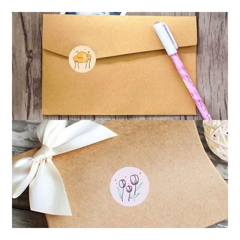 500 Pegatinas Decorativas para regalo, 4 cm, Diseños Kawaii, Flores y Mensajes Positivos, ideales para fiestas