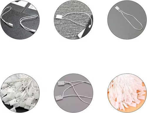 1000 Cuerdas para Etiquetas Colgantes Blanca, 19,5 cm, con Cierre de Clic Hilo para etiqueta