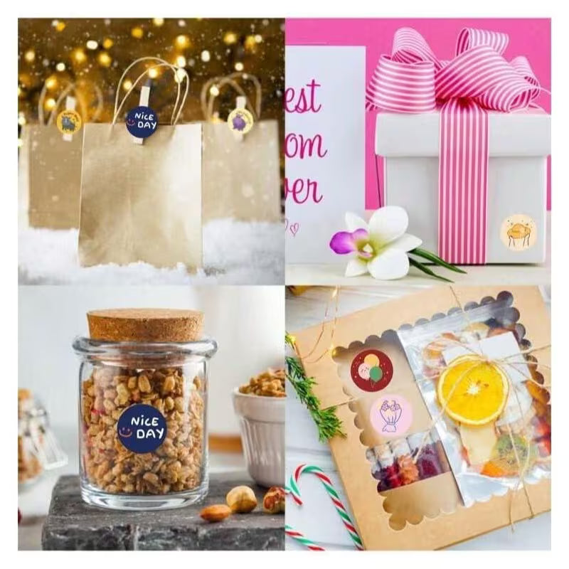 500 Pegatinas Decorativas para regalo, 4 cm, Diseños Kawaii, Flores y Mensajes Positivos, ideales para fiestas