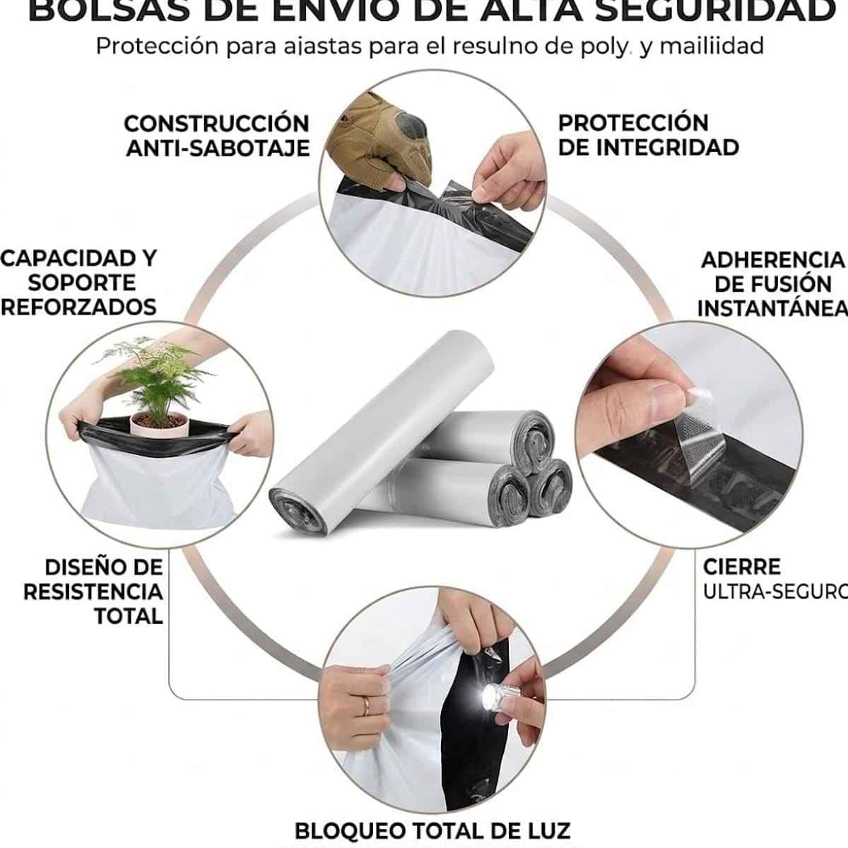 Bolsas de Envío Autoadhesivas Blancas, 100/1000 Unidades - BOLSA ENVIO Impermeable y Resistente de Plástico Reciclado para Embalaje de Ropa - BOLSASYMASBCN.COM
