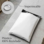 Bolsas de Envío Autoadhesivas Blancas, 100/1000 Unidades - BOLSA ENVIO Impermeable y Resistente de Plástico Reciclado para Embalaje de Ropa - BOLSASYMASBCN.COM