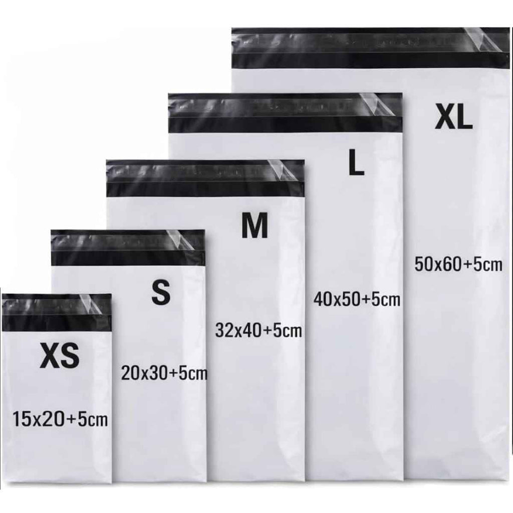 Bolsas de Envío Autoadhesivas Blancas, 100/1000 Unidades - BOLSA ENVIO Impermeable y Resistente de Plástico Reciclado para Embalaje de Ropa - BOLSASYMASBCN.COM