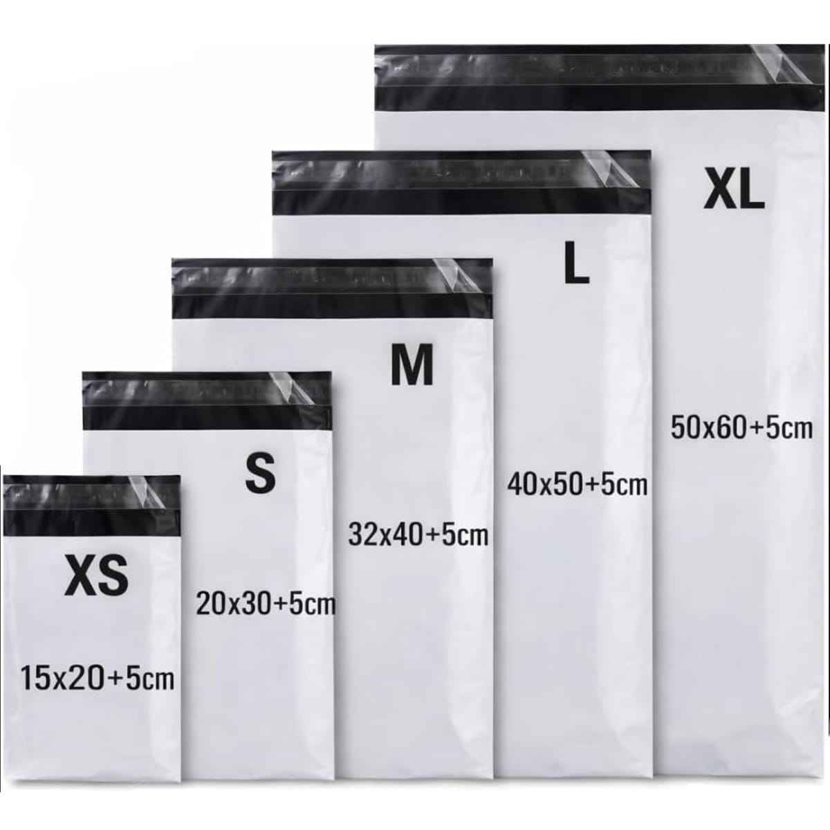 Bolsas de Envío Autoadhesivas Blancas, 100/1000 Unidades - BOLSA ENVIO Impermeable y Resistente de Plástico Reciclado para Embalaje de Ropa - BOLSASYMASBCN.COM
