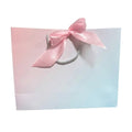 Bolsas de Papel Degradado azul-rosa LUJO con Lazo Rosa, Asa Rizada Gruesa y Papel Reforzado, Bolsas de Regalo Elegante para Tiendas y Packaging, Pack de 6 Unidades, Varios Tamaños Disponibles