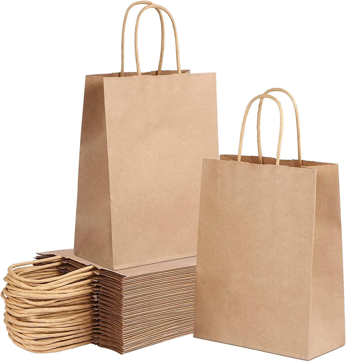 Bolsas de Papel Kraft Marrón con Asas Rizadas 90g - 110g Reutilizables para Regalos, Compras y Tiendas - BOLSASYMASBCN.COM