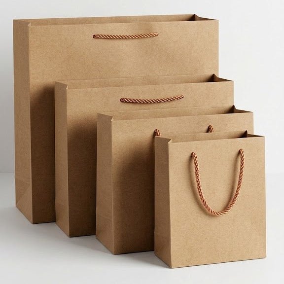 Bolsas de Papel LUJO Kraft con Asa Rizada Gruesa, Bolsas para Regalo, Compras y Tiendas, Papel Resistente para Packaging, Pack de 12 Bolsas, Varios Tamaños Disponibles - BOLSASYMASBCN.COM