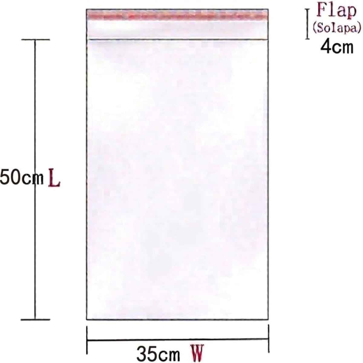 Bolsas de Plástico Transparentes con Solapa Adhesiva OPP, Bolsas Celofán para Embalaje, Envíos y Almacenamiento, Pack de 100 Uds, Varias Medidas Disponibles 35X50+4CM
