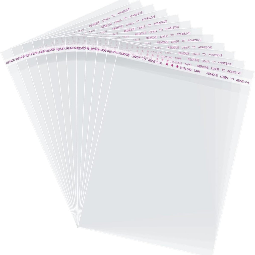 Bolsas de Plástico Transparentes con Solapa Adhesiva OPP, Bolsas Celofán para Embalaje, Envíos y Almacenamiento, Pack de 100 Uds, Varias Medidas Disponibles