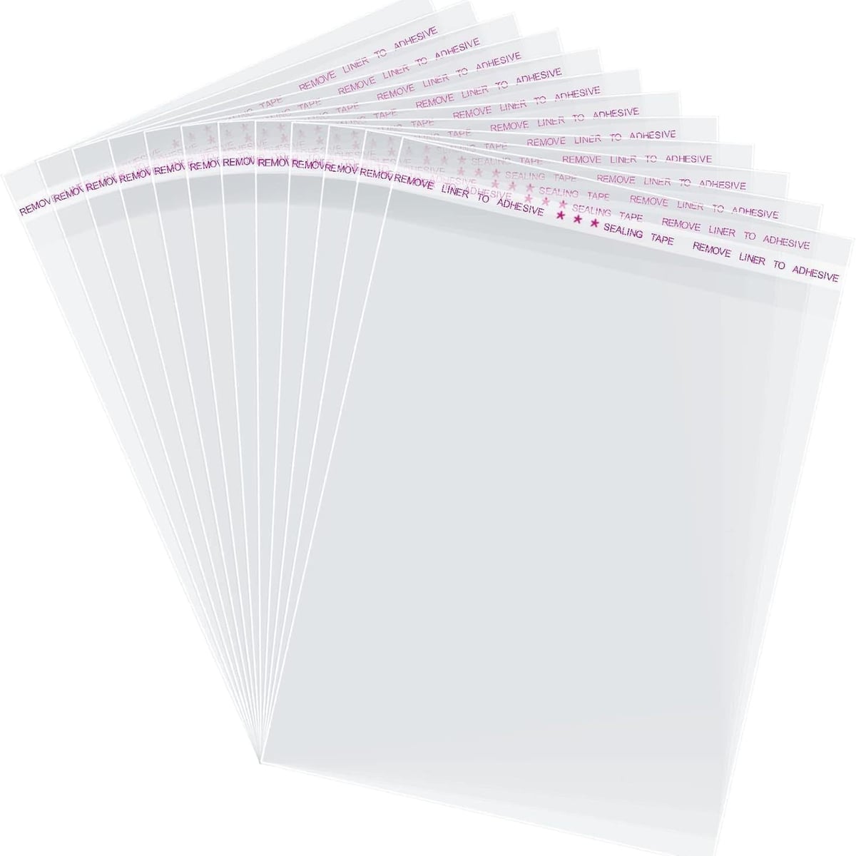 Bolsas de Plástico Transparentes con Solapa Adhesiva OPP, Bolsas Celofán para Embalaje, Envíos y Almacenamiento, Pack de 100 Uds, Varias Medidas Disponibles
