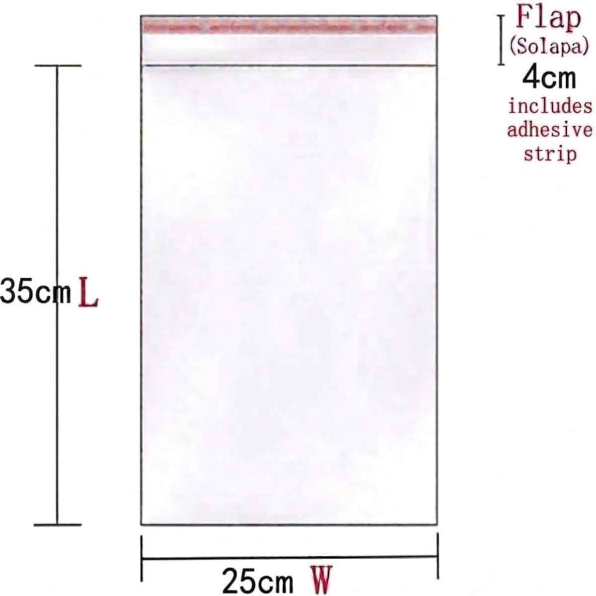 Bolsas de Plástico Transparentes con Solapa Adhesiva, Bolsas Celofán Autoadhesivas OPP, Bolsas para Embalaje, Envíos y Almacenamiento, Pack de 100 uds – Varias Medidas Disponibles - BOLSASYMASBCN.COM
