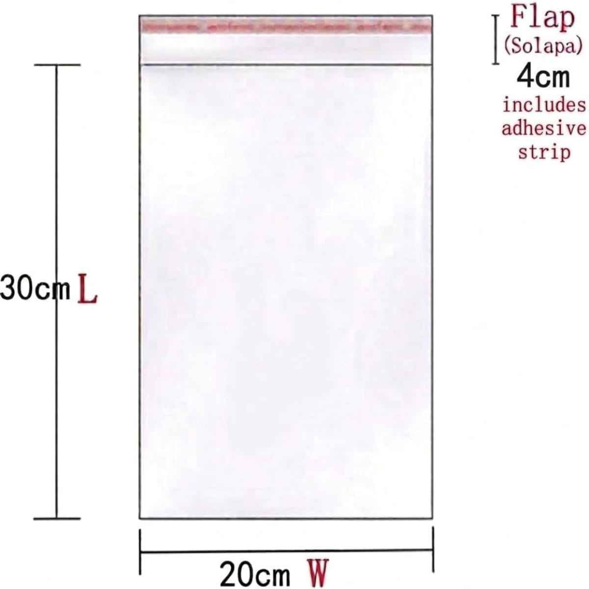 Bolsas de Plástico Transparentes con Solapa Adhesiva, Bolsas Celofán Autoadhesivas OPP, Bolsas para Embalaje, Envíos y Almacenamiento, Pack de 100 uds – Varias Medidas Disponibles - BOLSASYMASBCN.COM