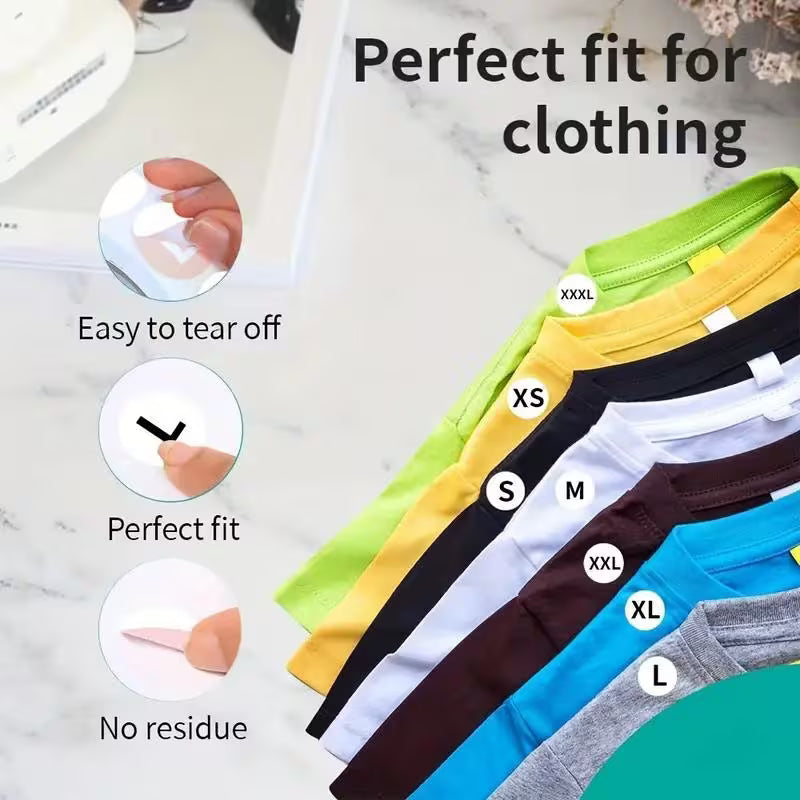 3500 Etiquetas Adhesivas de Talla para Ropa XS-XXXL – 2 cm Diámetro – Blancas con Texto Negro – Pegatinas para Clasificación de Prendas – Opción Mixta: 1 Rollo por Talla (XS/S/M/L/XL/XXL/XXXL)