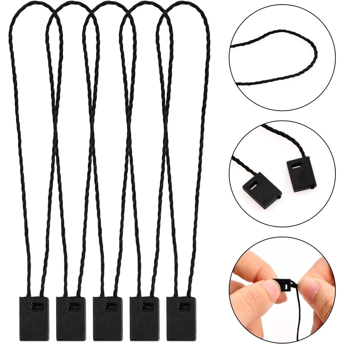 Cuerdas para Etiquetas Colgantes con Cierre de Clic 19,5cm, Pack 1000 Precintos para Etiquetado de Ropa y Productos