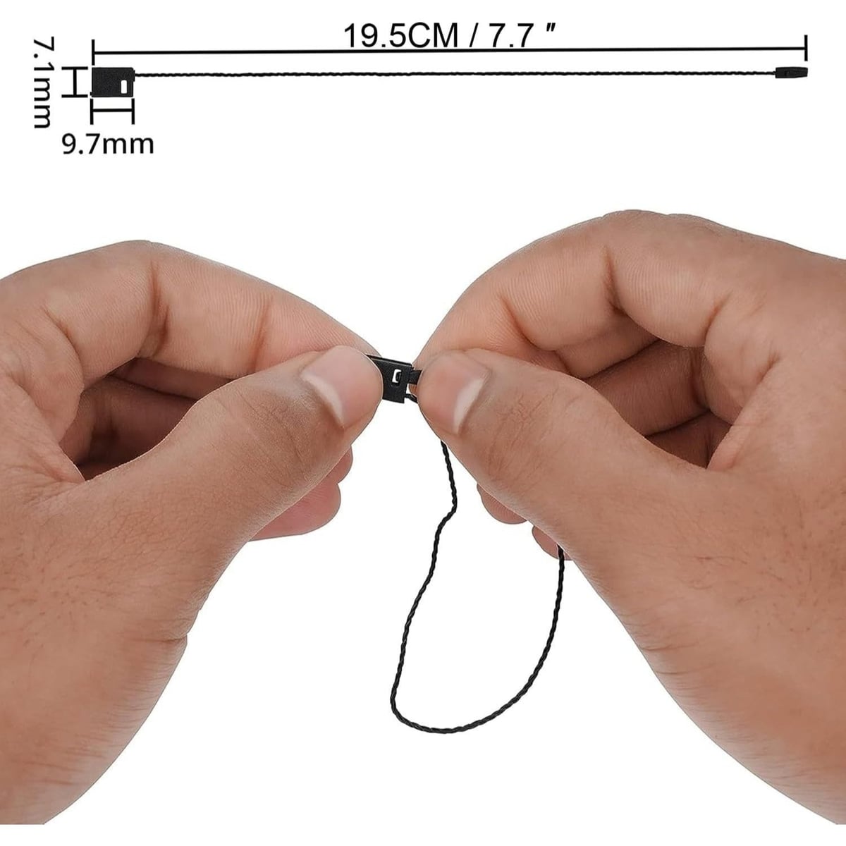Cuerdas para Etiquetas Colgantes Negras con Cierre de Clic 19,5cm, Pack 1000 Precintos para Etiquetado de Ropa y Productos