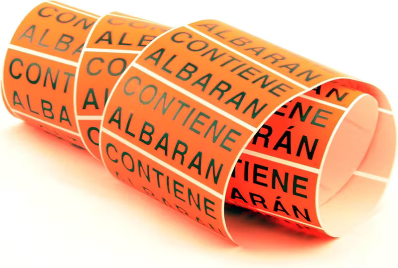 250 Etiquetas Adhesivas MUY FRAGIL 94 x 38 mm, Color Naranja descripcion