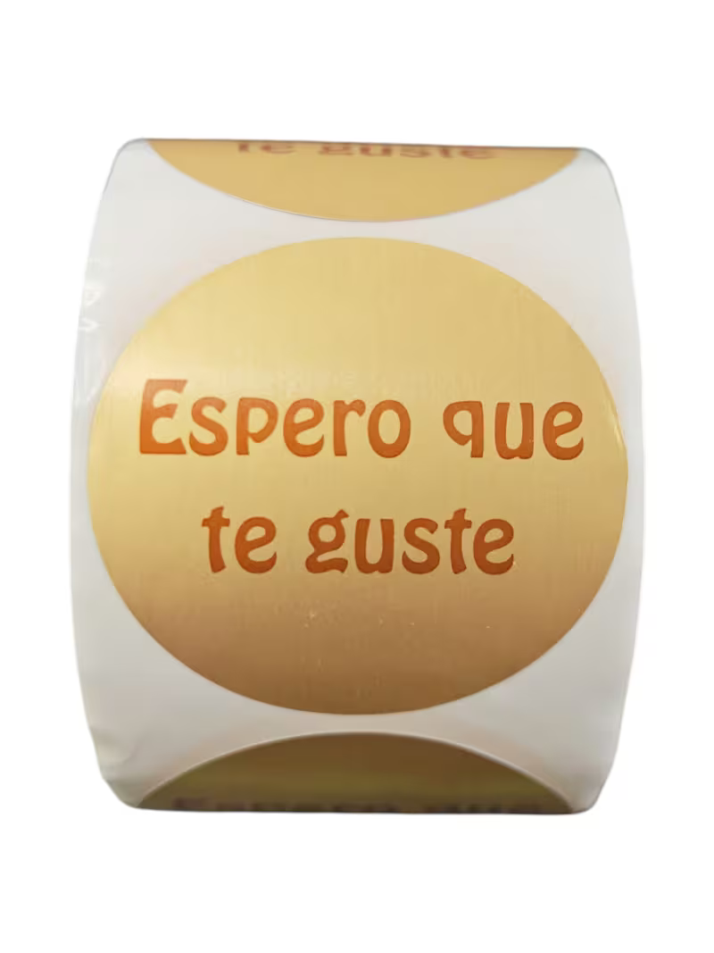 400 Etiquetas Adhesivas 'Espero que te guste', Doradas CON LETRA Bronce/Marron, 45mm