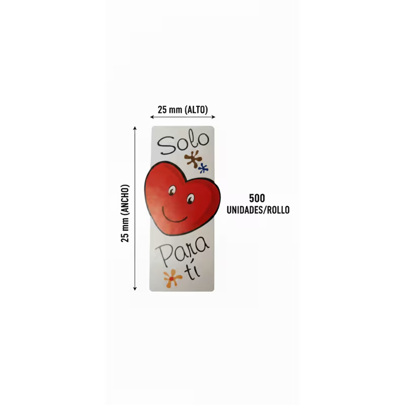 500 Etiquetas Decorativas 'Solo Para Ti', Corazón Rojo, 25 x 55 mm