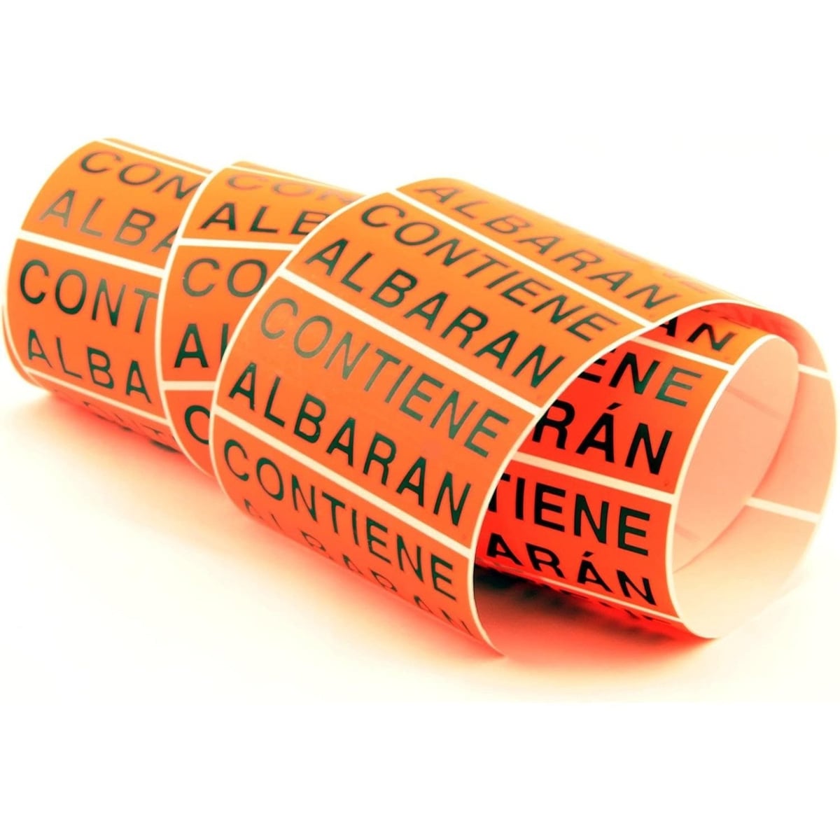 Etiquetas Adhesivas Contiene Albarán Naranjas 94x38mm, Pack 250 Etiquetas para Envíos, Logística y Embalaje