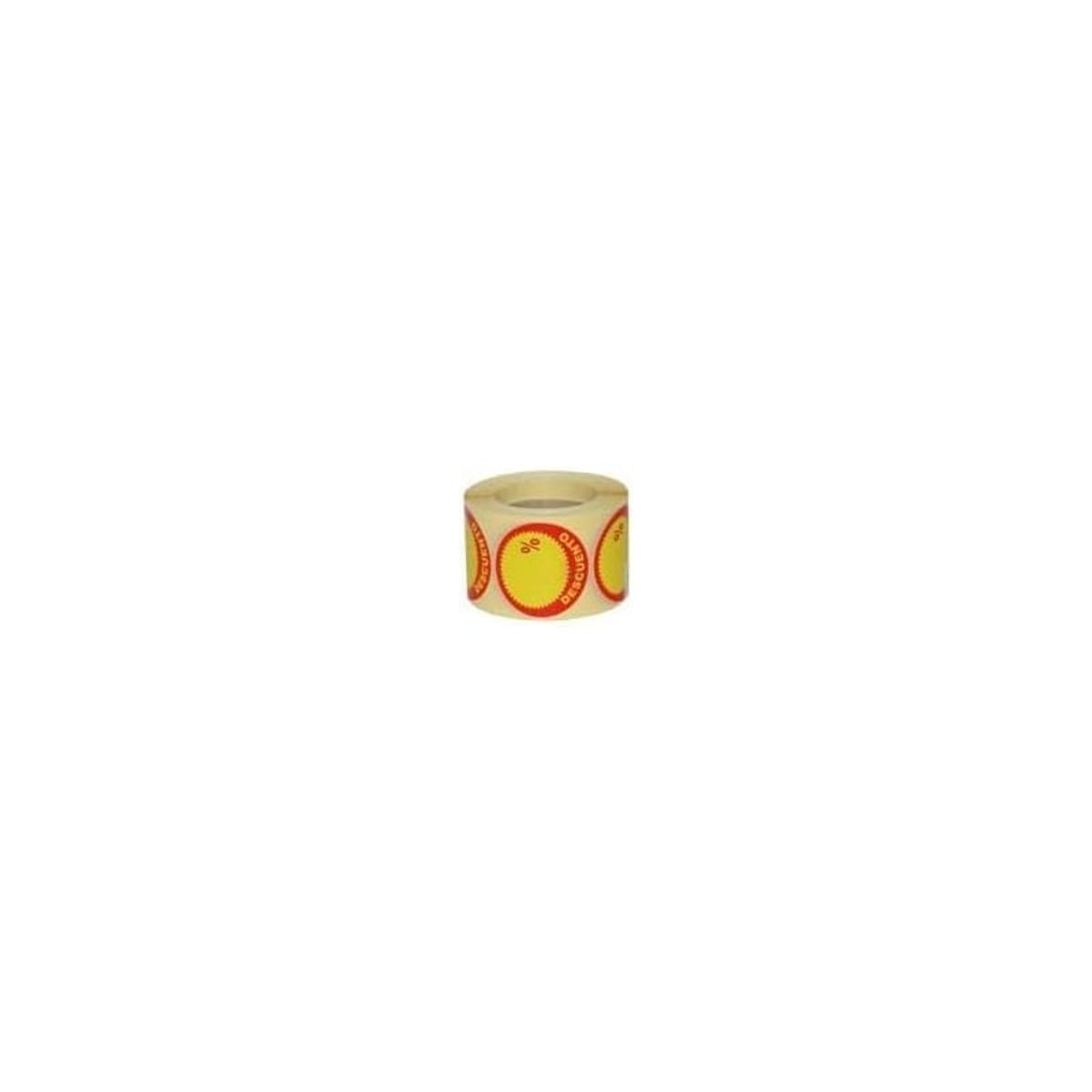 Etiquetas Adhesivas de Descuento para Precios, Etiquetas Redondas Rojo y Amarillo 50 mm para Tiendas y Supermercados, Rollo 500 Uds