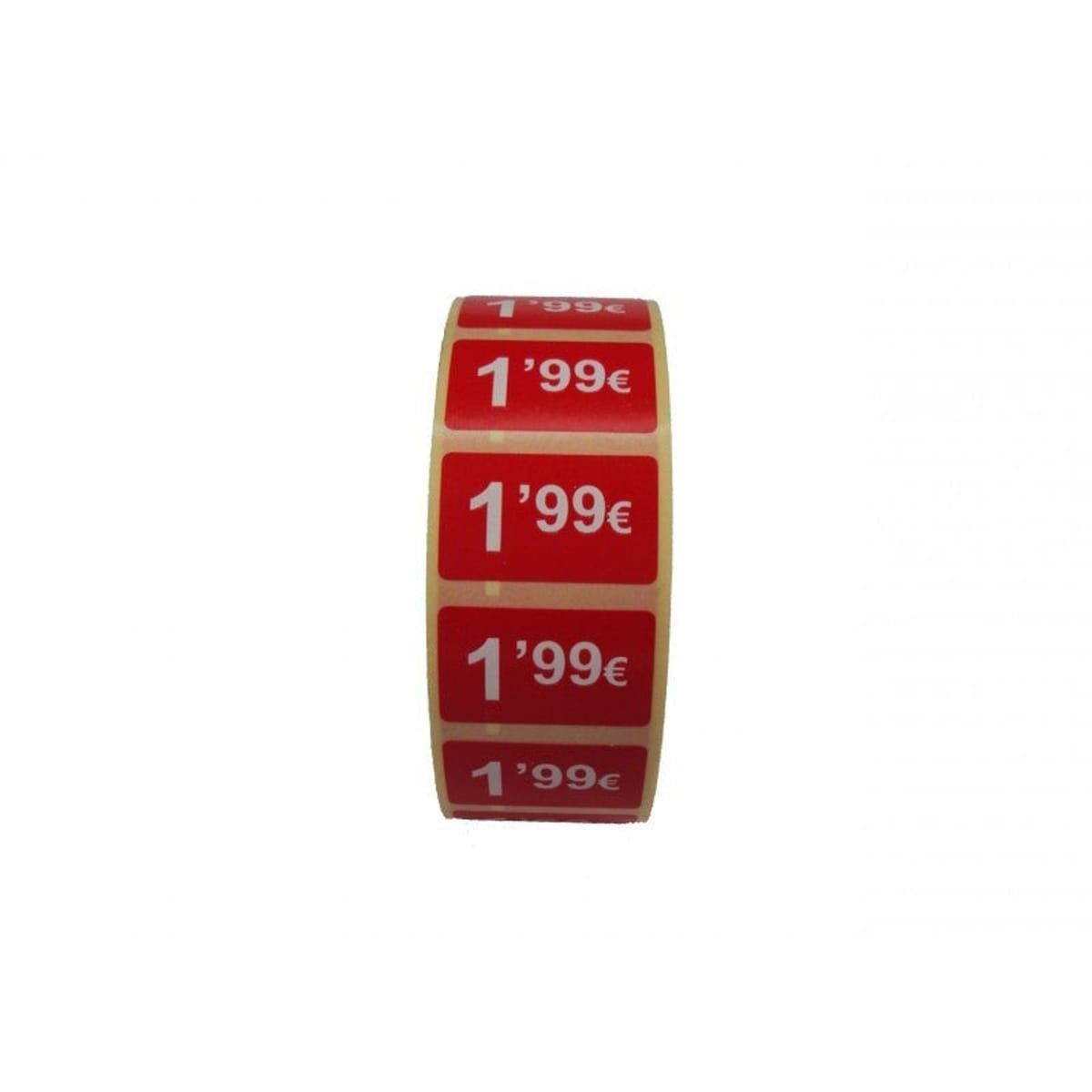 Etiquetas Adhesivas de Precio 0,99€ a 99,99€ Rojo Flúor 25x15mm, Pack 2000 Etiquetas en 2 Rollos para Tiendas y Comercios 1.99€