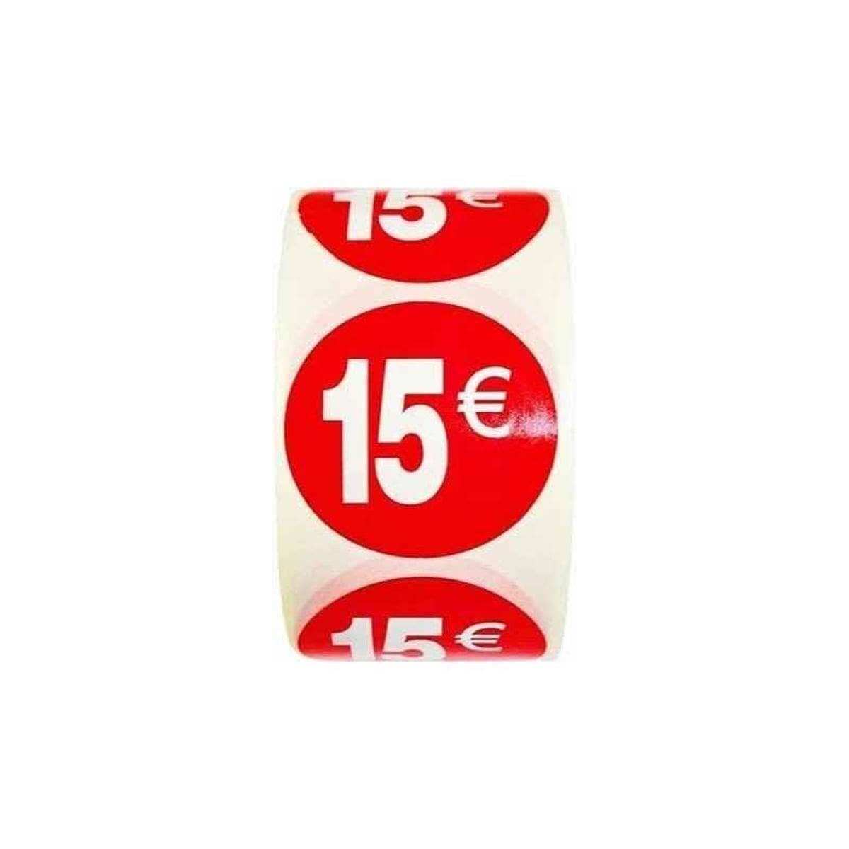 Etiquetas Adhesivas de Precio Rojas 1€ a 30€ Ø35mm, Pack 1000 Etiquetas en 2 Rollos para Tiendas y Comercios 15€